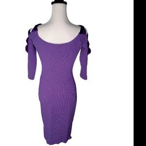 NWOT Deborah Pearson Purple Body Con Three Quarter Sleeve Dress – One Size